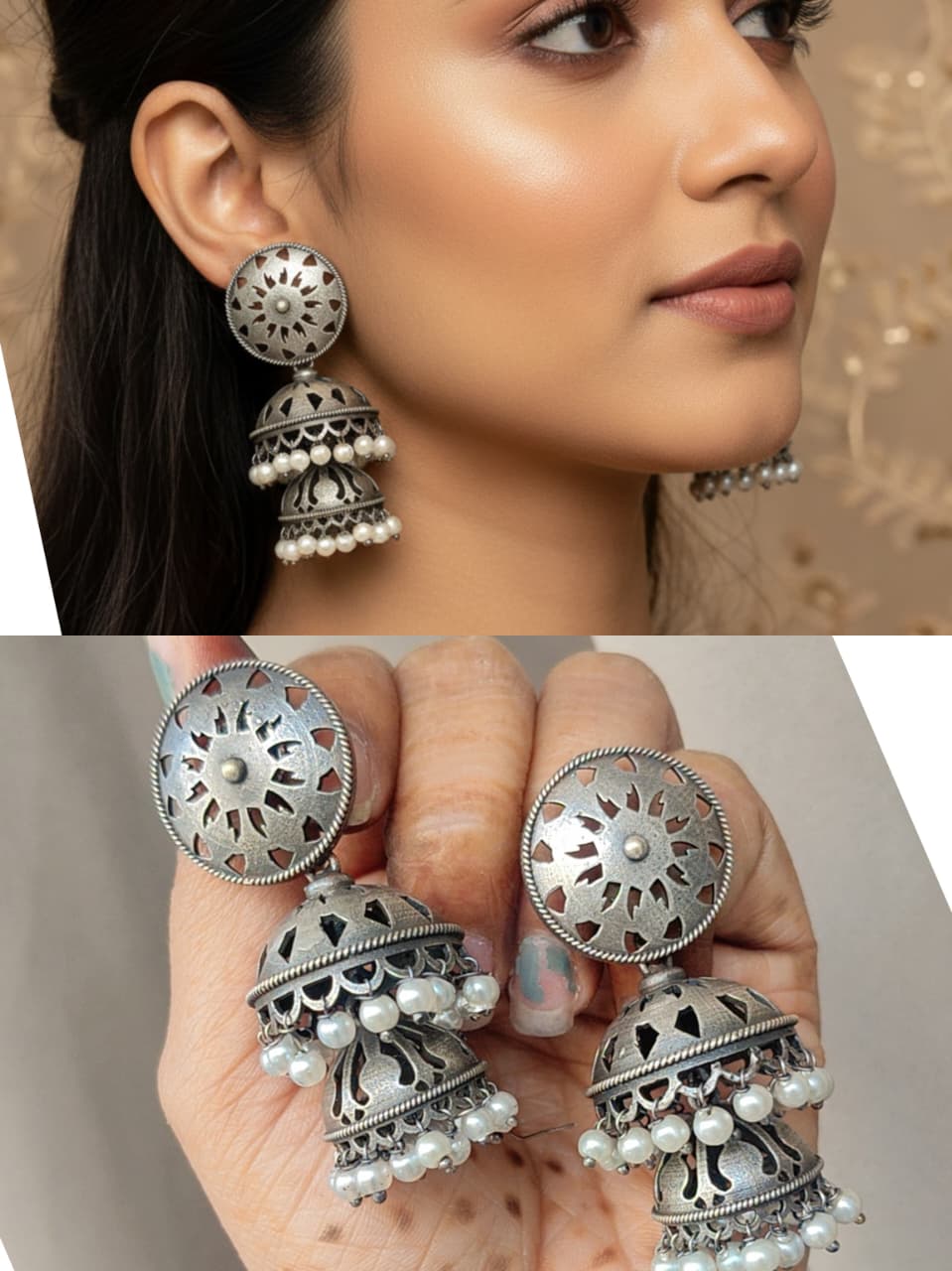Silver look alike jhumka