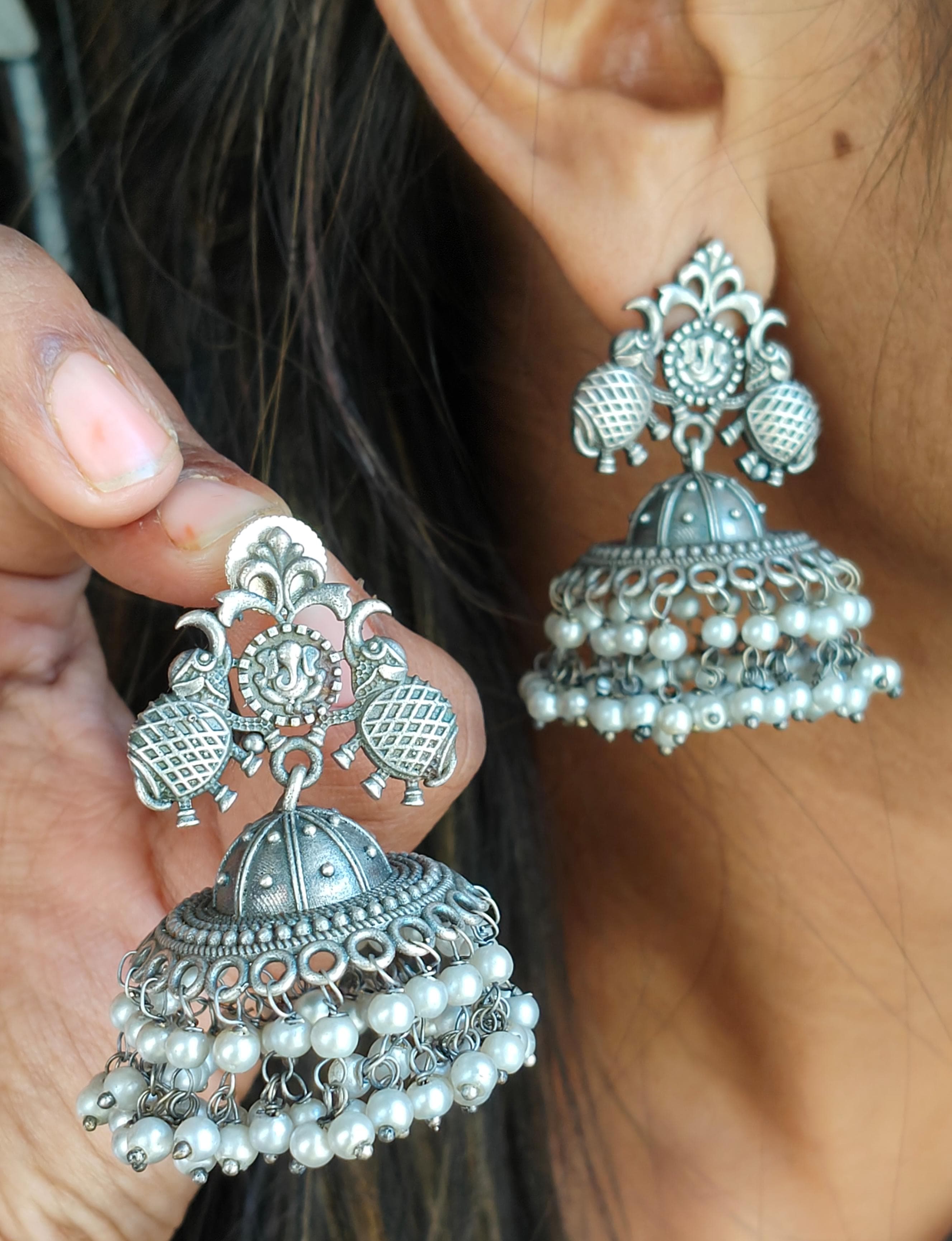 Silver lookalike jhumka 