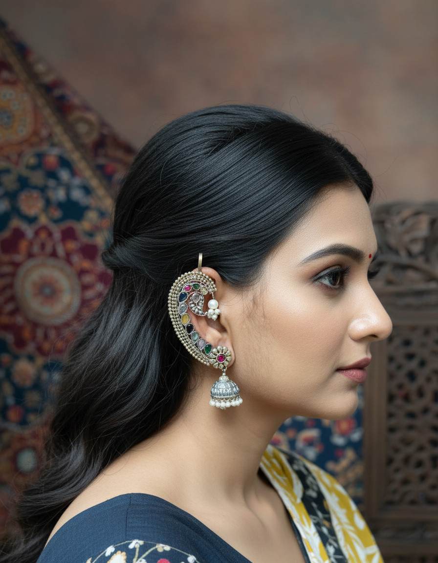 Dual tone earcuff jhumki 